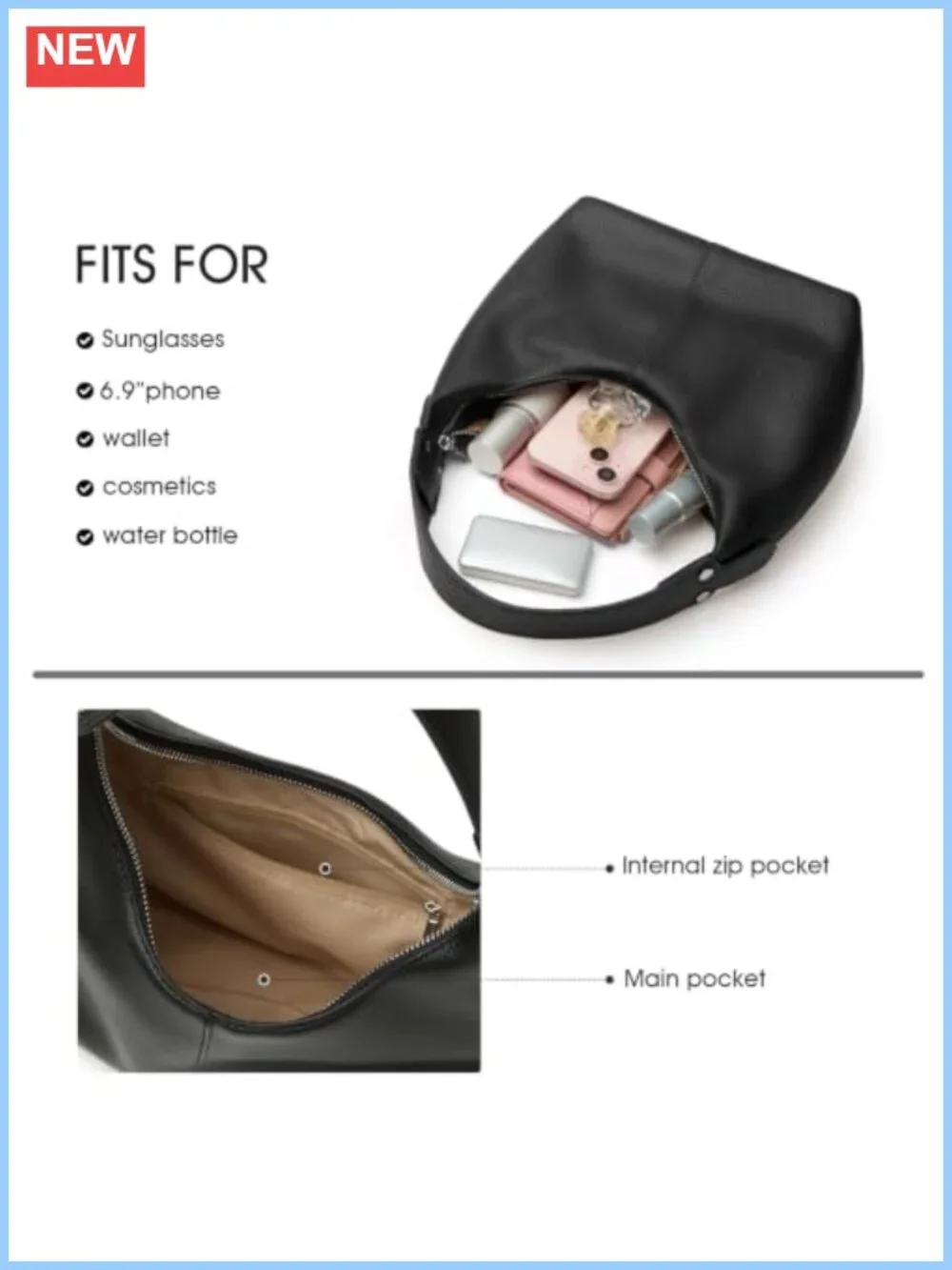 Vegan Leather Woven Hobo Shoulder Bag Y2K Tote Zipper Women